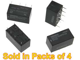 Pack of 4 - 5VDC, DPDT DIP Relay Omron
